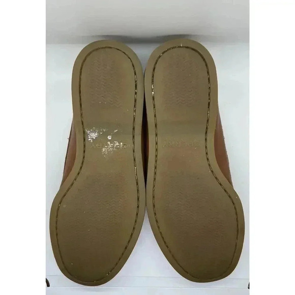 Speery Top-Sider Gold 2-Eye Lace Up Men's Boat Shoe Size 8M Tan Moccasin Leather - Picture 6 of 11